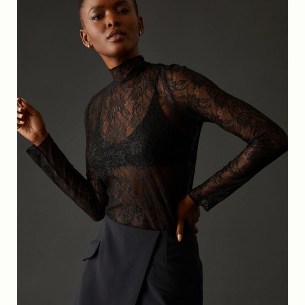 Anthropologie Lace Layering Turtleneck NWT Small